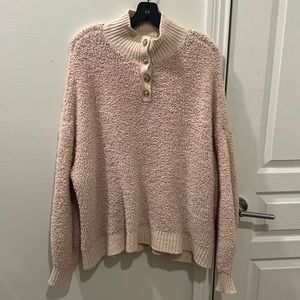 American Eagle Oversized Sherpa Henley Sweater